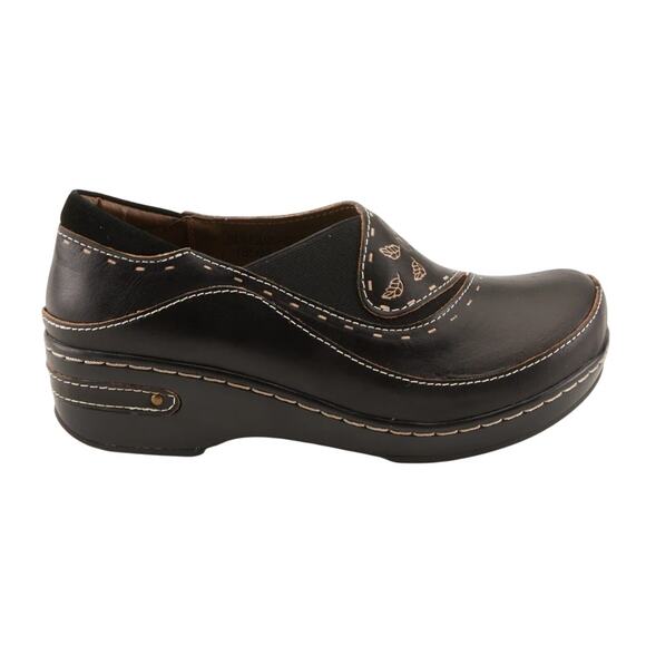 Spring Step L'Artiste Black Burbank Leather Clogs Women's Size 41 - Picture 1 of 11